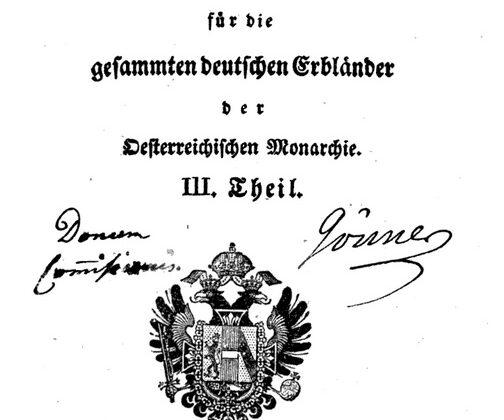 1 Giugno 1811 – Viene promulgato il Codice Civile Austriaco