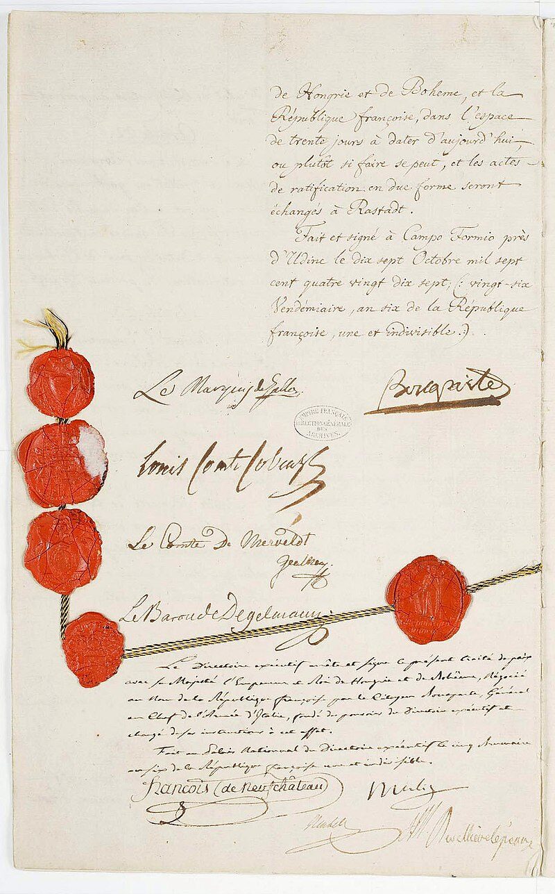 17 Ottobre 1797 – Trattato di Campoformio fra Napoleone e l’Austria