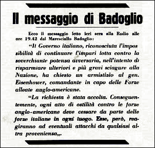 8 Settembre 1943 – Il proclama Badoglio