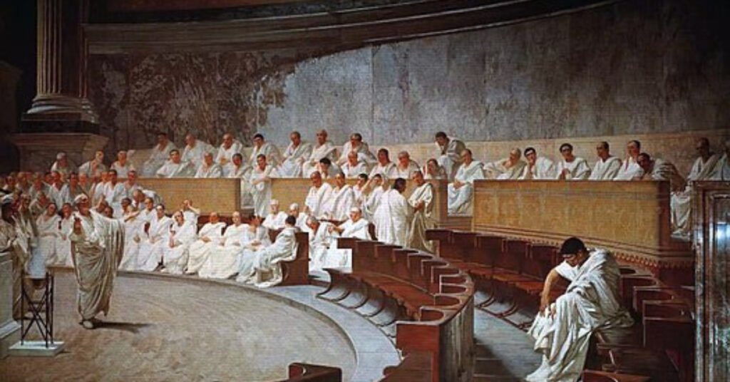 Nel 63 a.C. nel Senato romano si dibatteva la questione della pena di morte. Ai tempi della congiura Catilina, Giulio Cesare sosteneva l'abolizione della pena di morte.