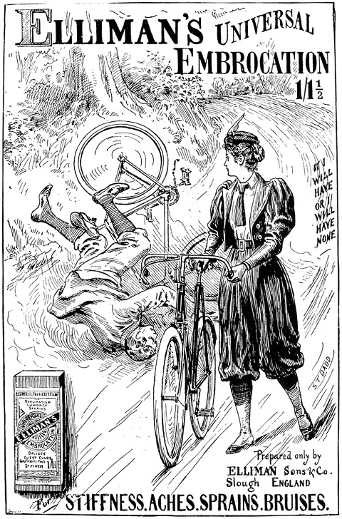 Donna in pantaloni con la bicicletta