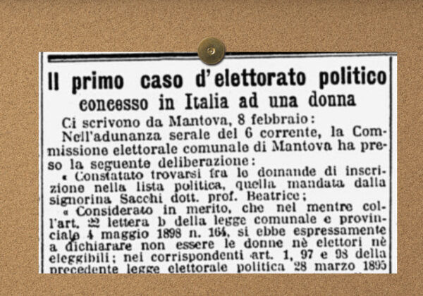 A Mantova il primo caso di elettorato politico concesso a una donna: Beatrice Sacchi